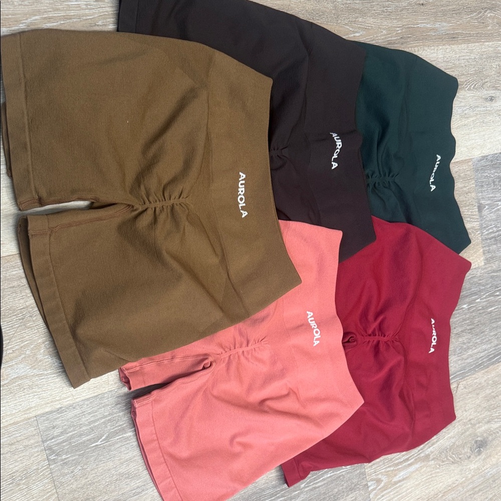 Women's High-Waisted Shorts - Brown, Black, Green, Pink, Red Lot of 5 pairs